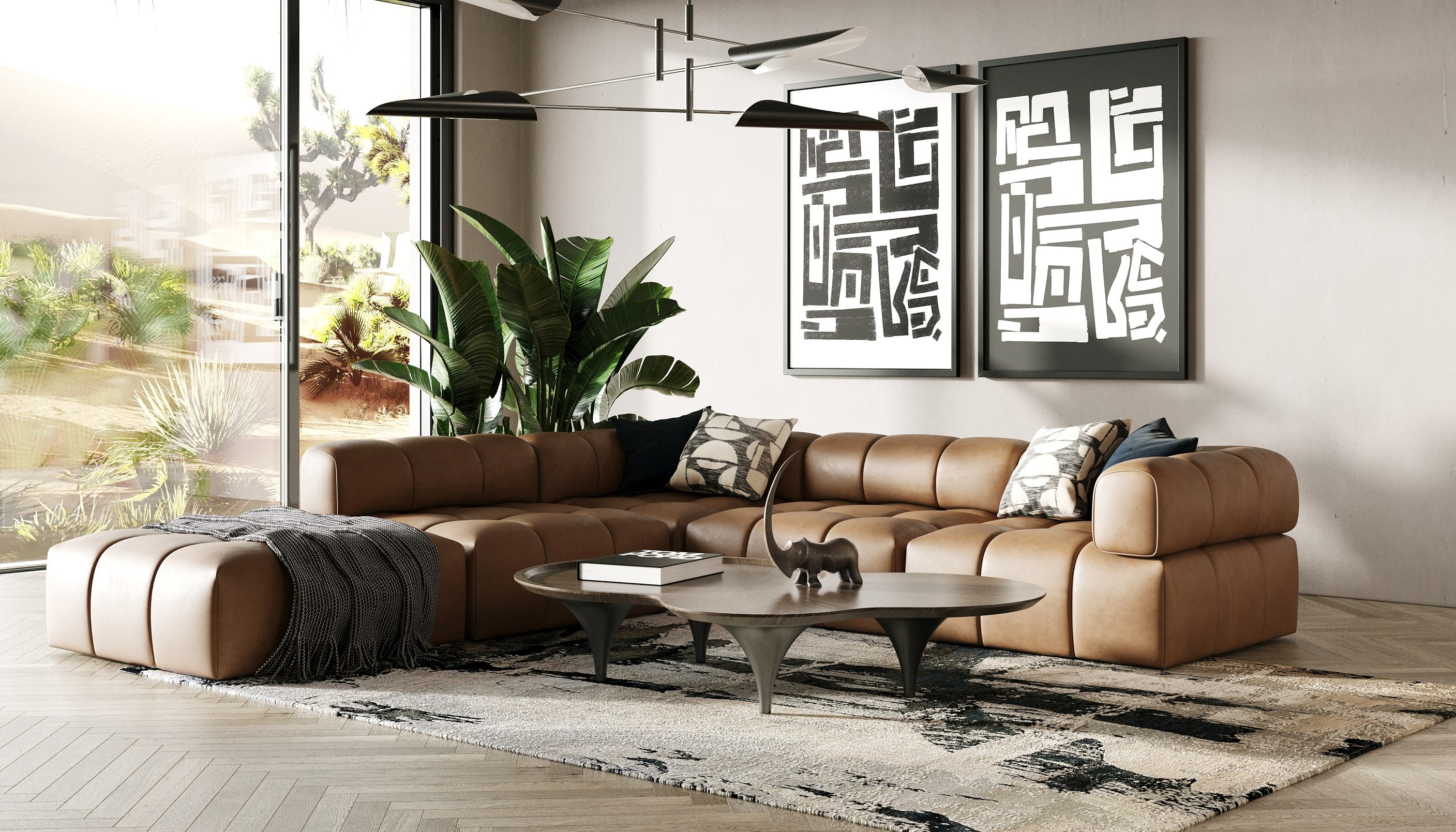 Everest - Modern Brown Leather Ottoman