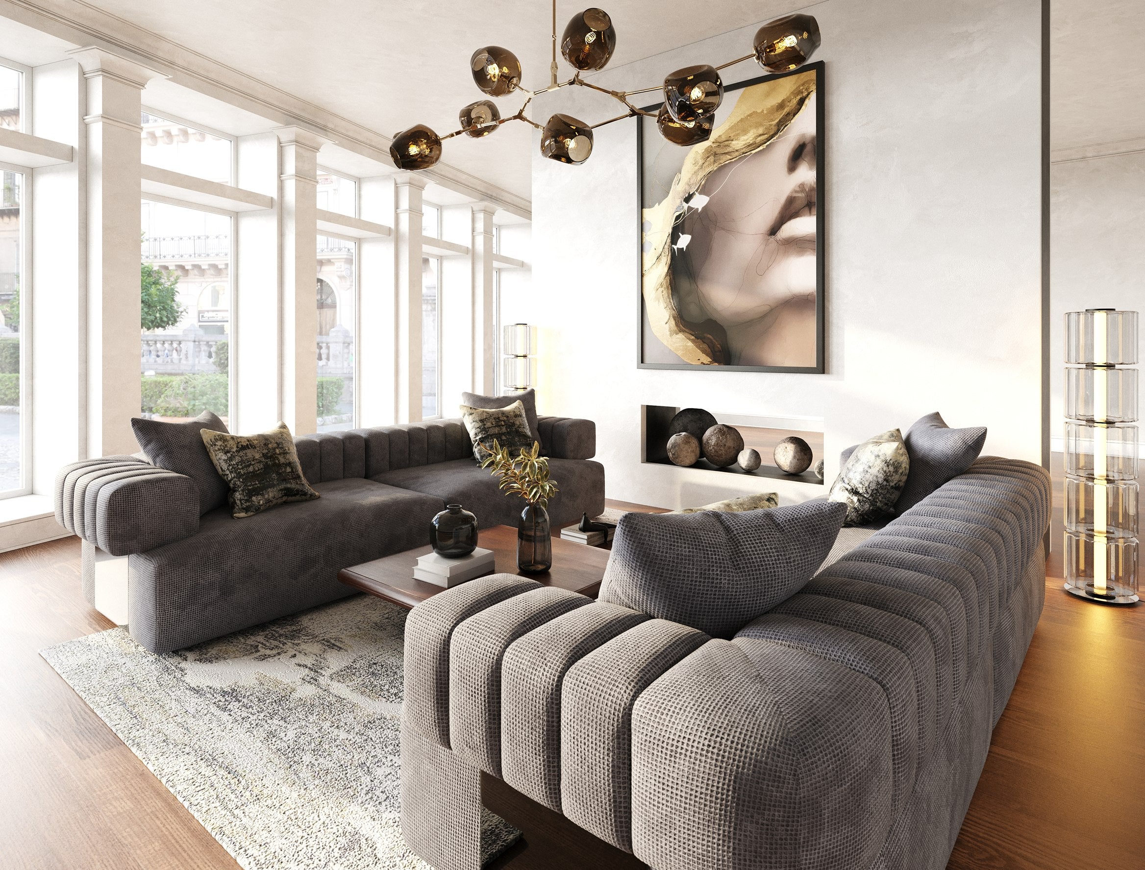 Moreno - Modern Grey Fabric 4 - Seater Sofa