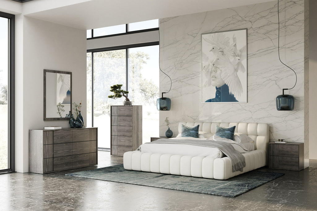 Tyree - Modern Tufted Off-White Fabric Bed - Modern Tufted Off - White Fabric Bed