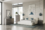 Tyree - Modern Tufted Off-White Fabric Bed - Modern Tufted Off - White Fabric Bed
