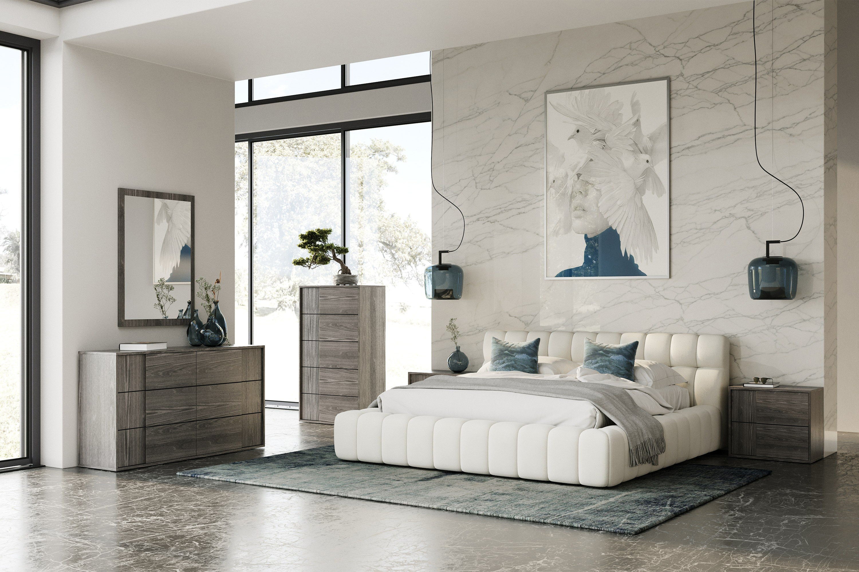 Tyree - Modern Tufted Off-White Fabric Bed - Modern Tufted Off - White Fabric Bed