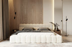 Tyree - Modern Tufted Off-White Fabric Bed - Modern Tufted Off - White Fabric Bed