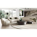 Yolonda - Modern Curved Off-White Fabric Sofa Set