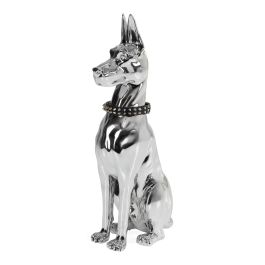 Doberman Dog - Silver Fiberglass Sculpture