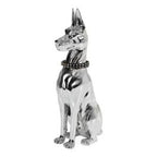 Doberman Dog - Silver Fiberglass Sculpture