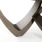 Dollemore - Modern Faux Travertine Ceramic + Antique Brass Dining Table