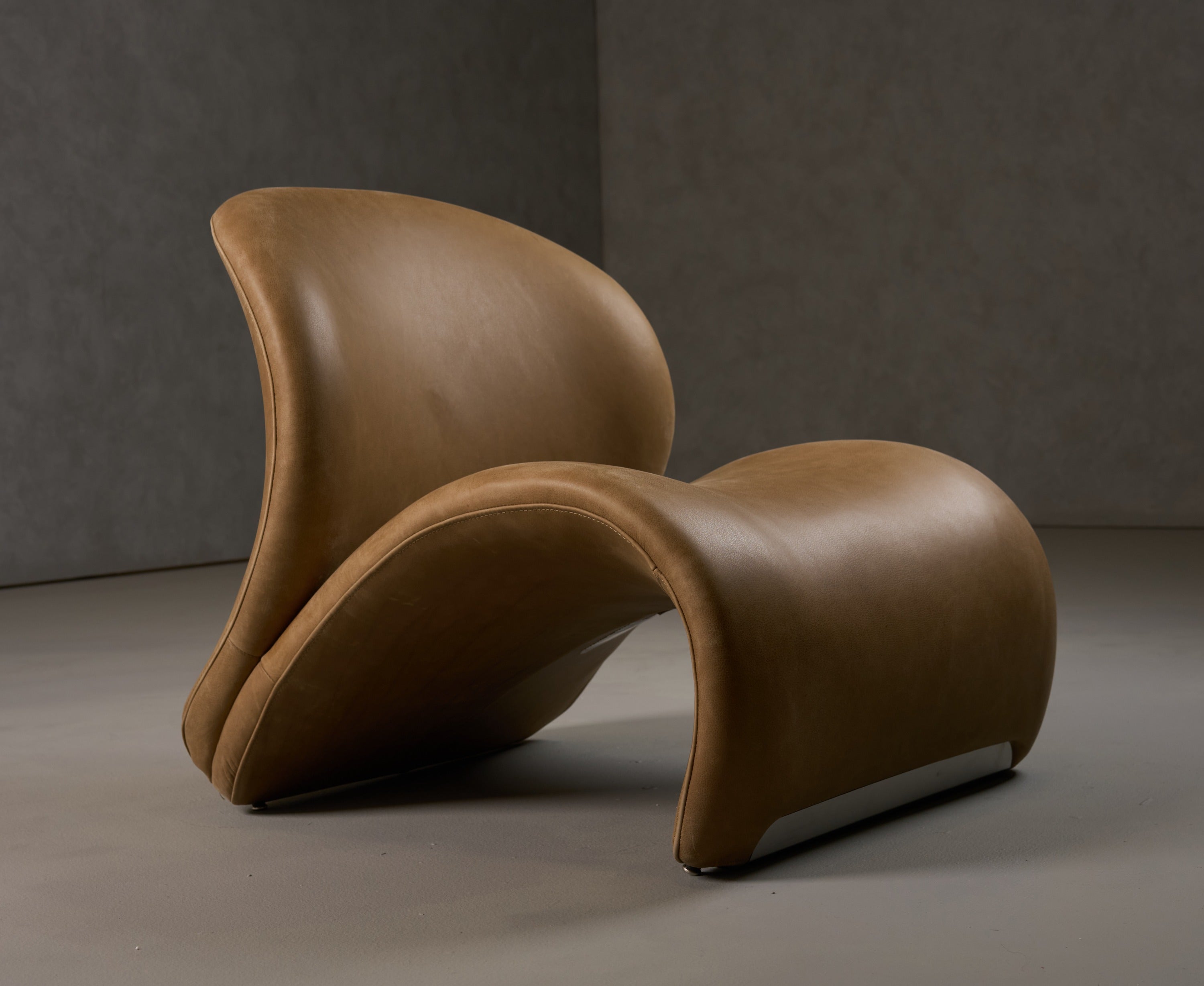 Modrest Donovan - Modern Brown Leather Accent Chair – Upholstery Close-up