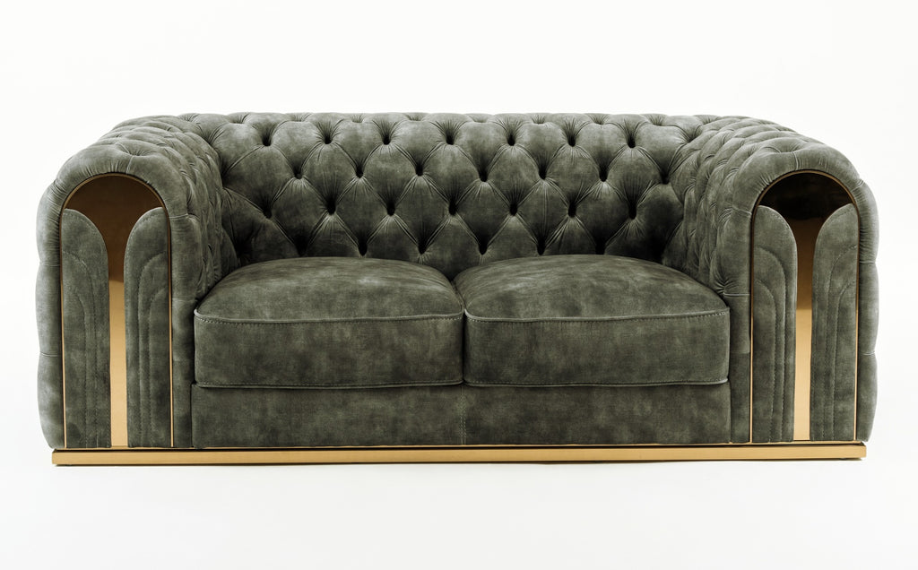 Dosie - Transitional Grey Velvet Loveseat