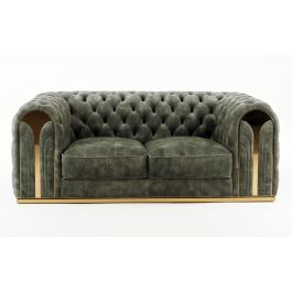 Dosie - Transitional Grey Velvet Loveseat