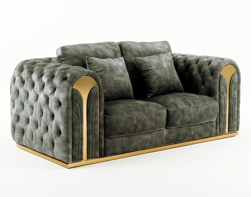 Dosie - Transitional Grey Velvet Loveseat