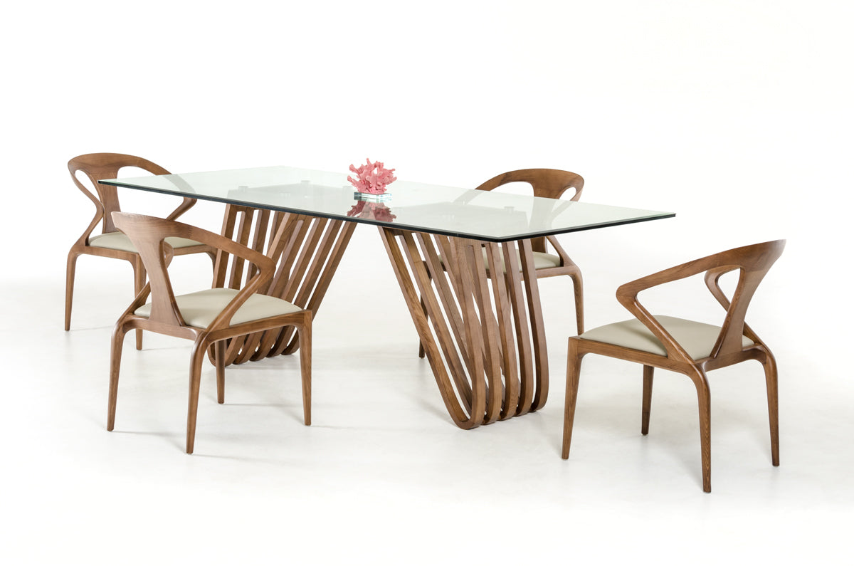 Draper Mid-Century Walnut & Glass Dining Table