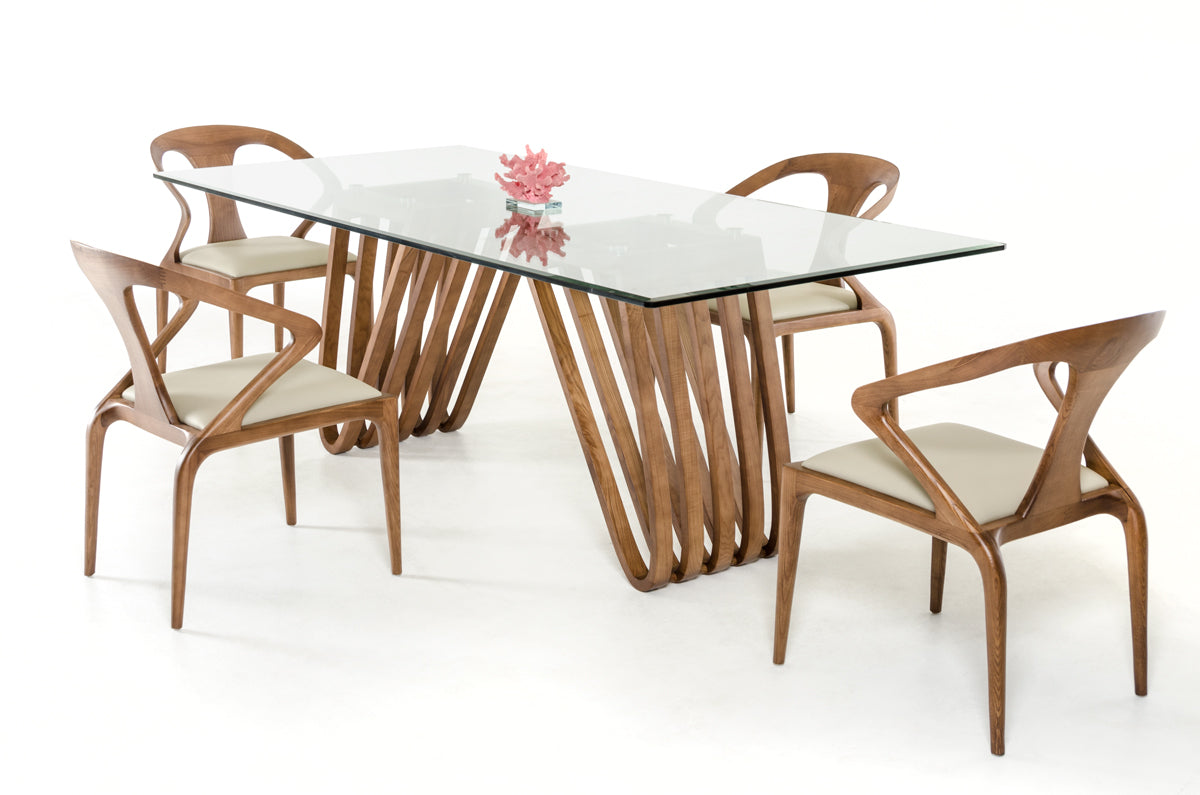 Draper Mid-Century Walnut & Glass Dining Table