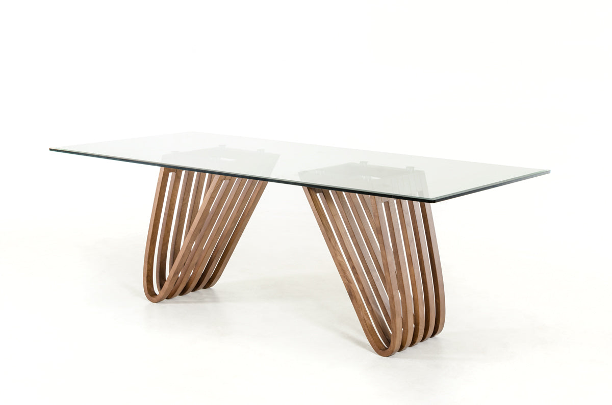 Draper Mid-Century Walnut & Glass Dining Table
