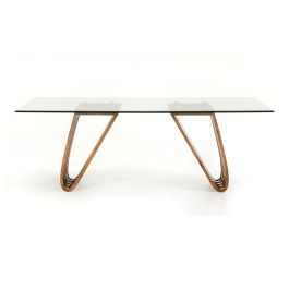 Draper Mid-Century Walnut & Glass Dining Table