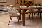 Michael - Mid-Century Modern Beige Vegan Leather + Walnut Dining Chair