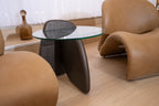 Buxton - Mid-Century Modern Glass + Dark Walnut End Table