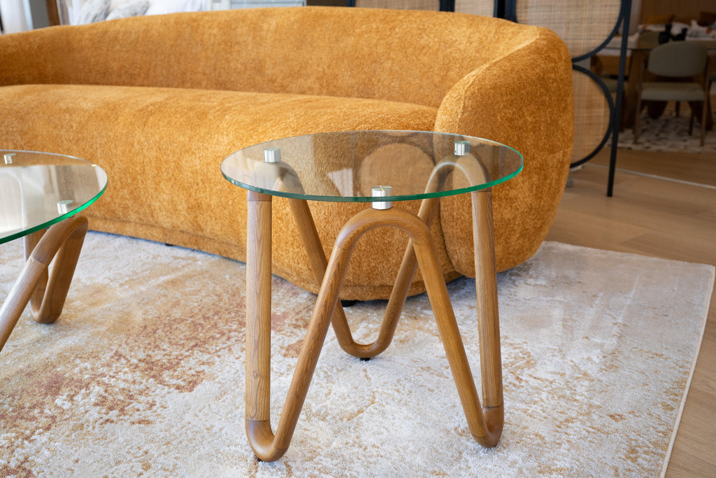 Lassen - Modern Glass & Walnut End Table
