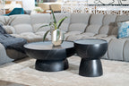 Akron - Modern Black & White Faux Marble Round Coffee Table