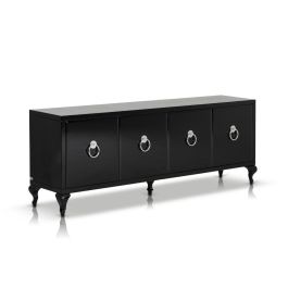 Bellagio Transitional Black Crocodile Lacquer Buffet