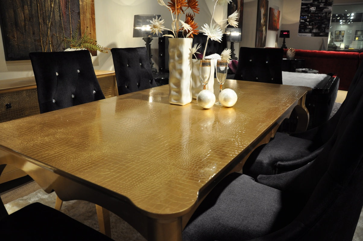 Imperial Transitional Gold Crocodile Dining Table