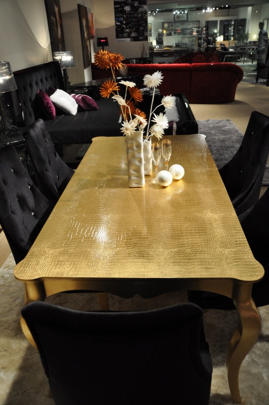 Imperial Transitional Gold Crocodile Dining Table