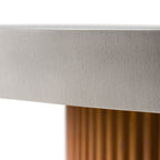 Duncan - Modern Faux Concrete + Walnut Round Dining Table