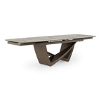 Dunster - Contemporary Beige Ceramic + Metallic Grey Extendable Dining Table