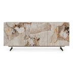 Dunster - Contemporary Beige Ceramic + Metallic Grey Buffet