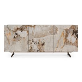 Dunster - Contemporary Beige Ceramic + Metallic Grey Buffet