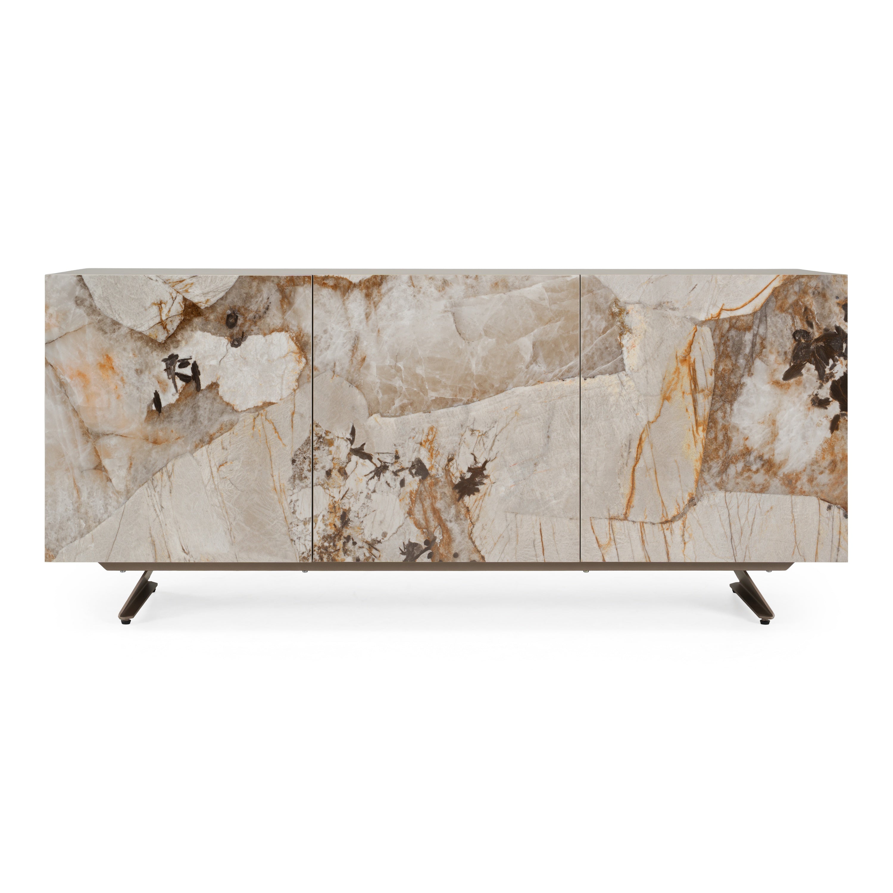 Dunster - Contemporary Beige Ceramic + Metallic Grey Buffet