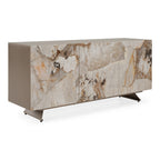 Dunster - Contemporary Beige Ceramic + Metallic Grey Buffet