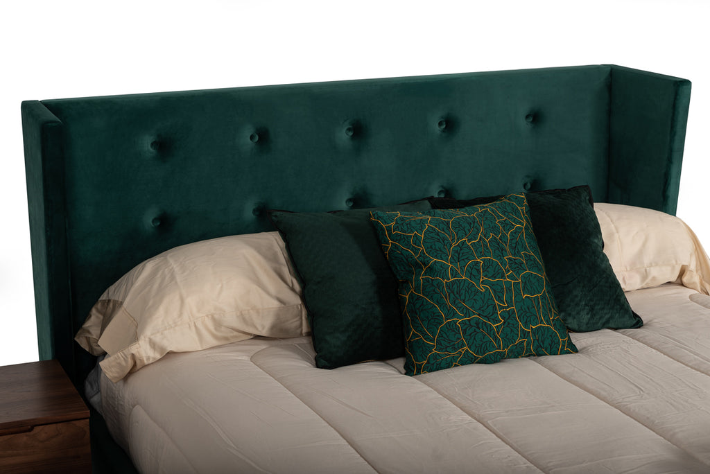 Durango Modern Green Fabric & Walnut Bed
