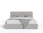 Dustin - Modern Grey Fabric & Walnut Trimmed Bed - Modern Grey Fabric & Walnut Trimmed Bed