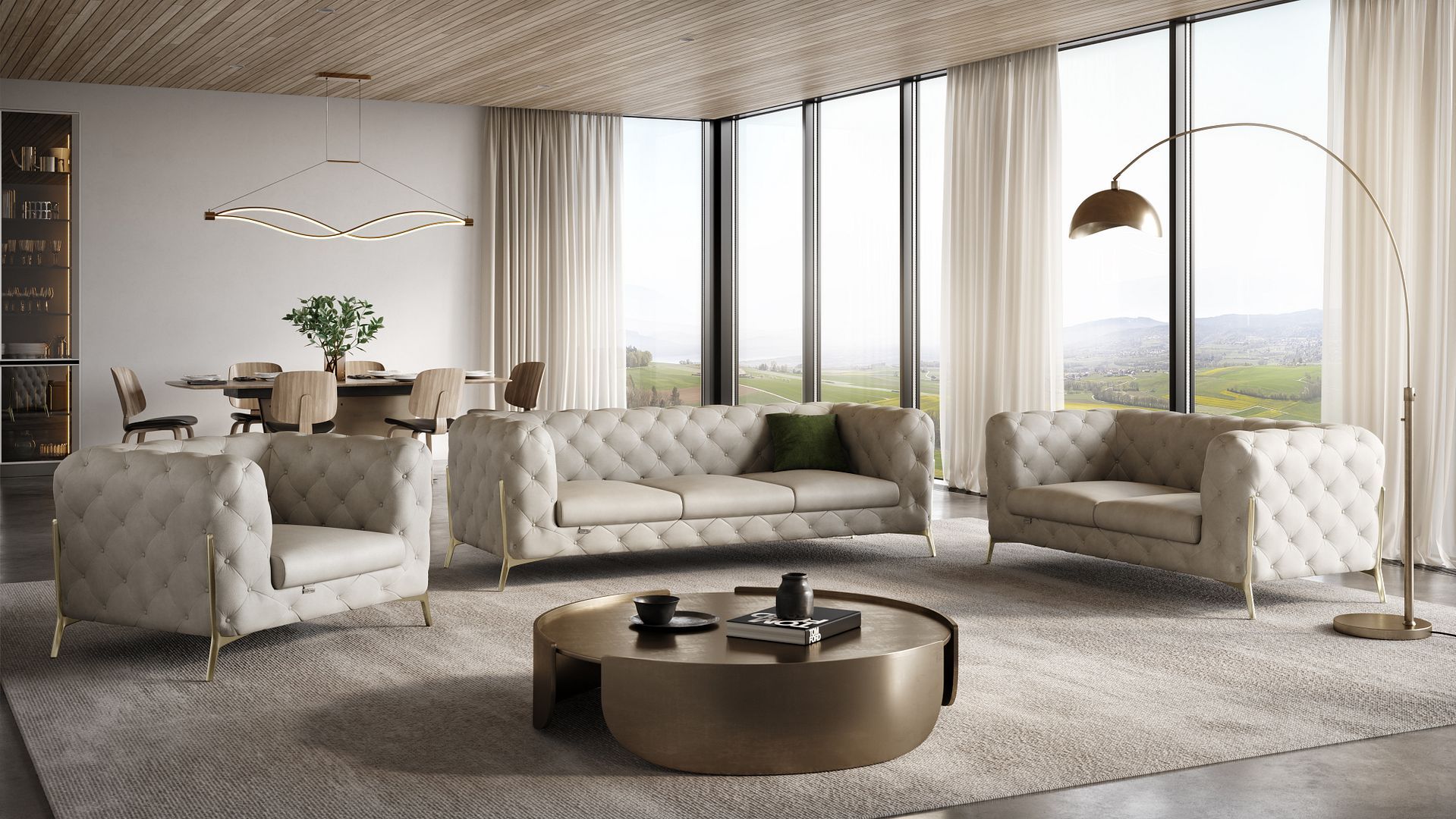 970 Divanitalia 3-Piece Sofa Set in Top-grain Italian Leather