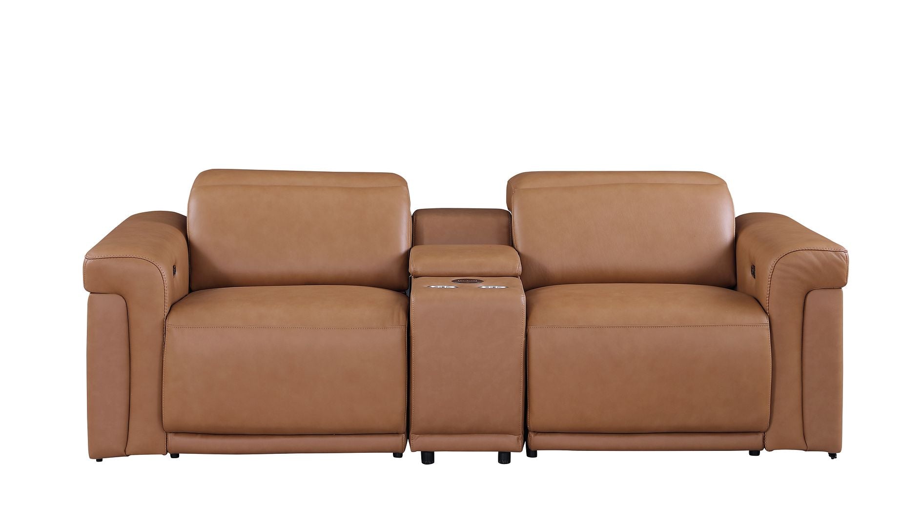 1126 Divanitalia 3-Piece Modular Power Reclining Loveseat in Top Grain Italian Leather with 2 Power Recliners & Power Headrests