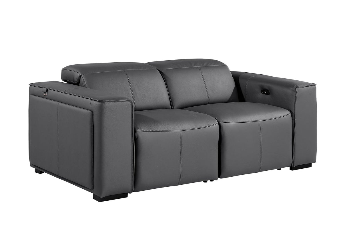 1224 Divanitalia 2-Piece Modular Power Reclining Loveseat in Top Grain Italian Leather with 2 Power Recliners & Power Headrests - Dark Grey - SKU 1224-DK-GREY-2.2-HT - view 4