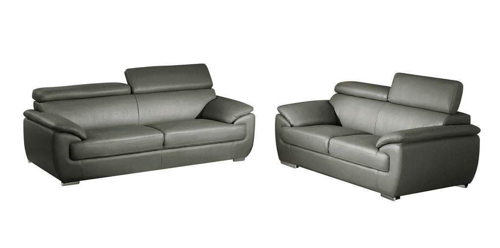 4571 Modern Genuine Leather 2-Piece Sofa Set - Dark Grey - SKU 4571-LV GRAY 2PC (S/L) - GROUP - view 2