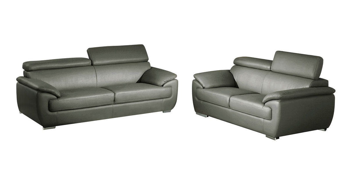 4571 Modern Genuine Leather 2-Piece Sofa Set - Dark Grey - SKU 4571-LV GRAY 2PC (S/L) - GROUP - view 2