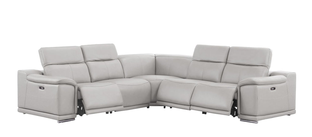 2679 5-Piece L-Shaped Power Reclining Sectional Sofa in Genuine Leather - 3 Recliners