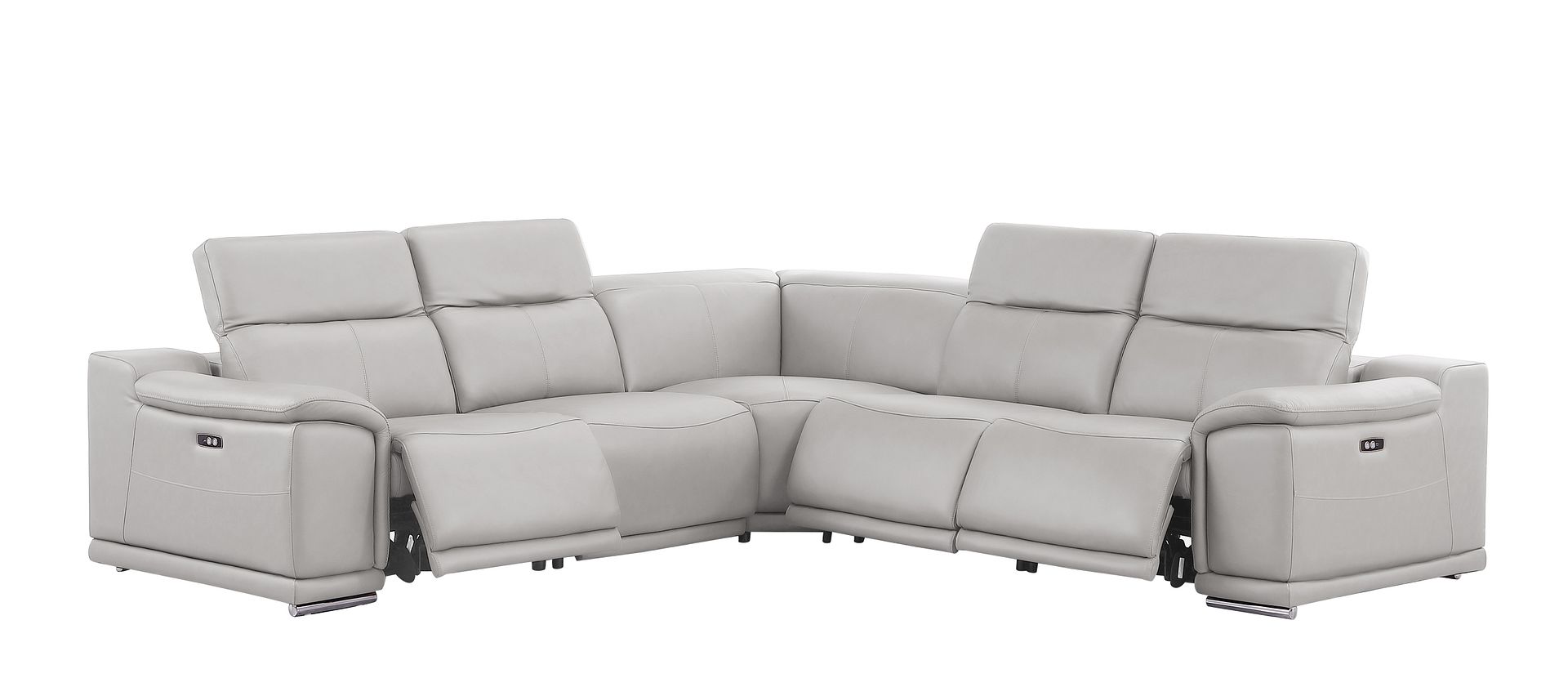2679 5-Piece L-Shaped Power Reclining Sectional Sofa in Genuine Leather - 3 Recliners