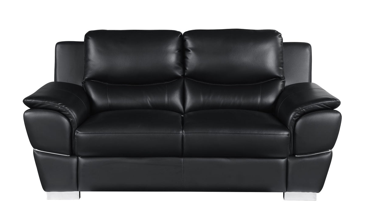 4572 Modern Genuine Leather Loveseat - Black - SKU 4572-L-BLACK