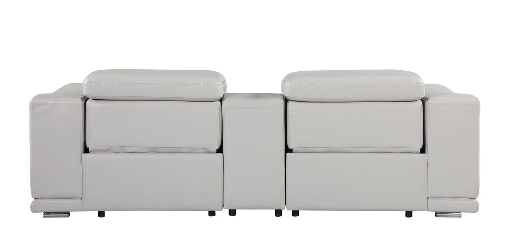 9762 Divanitalia 3-Piece Modular Power Reclining Console Loveseat with 2 Power Recliners in Top Grain Italian Leather