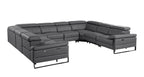 1246 Divanitalia 8-Piece U-Shaped Modular Power Reclining Sectional Sofa with 4 Power Recliners and Power Headrests - Top Grain Italian Leather