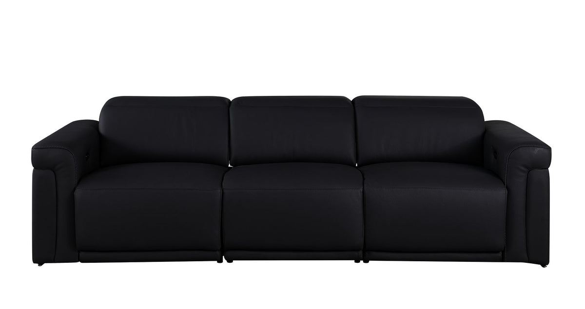 1126 Divanitalia 6-Piece Modular Power Reclining Sofa, Loveseat & Chair Set in Top Grain Italian Leather with 5 Power Recliners & Power Headrests - Black - SKU 1126-BLACK-6.5-HT-3PC - view 5