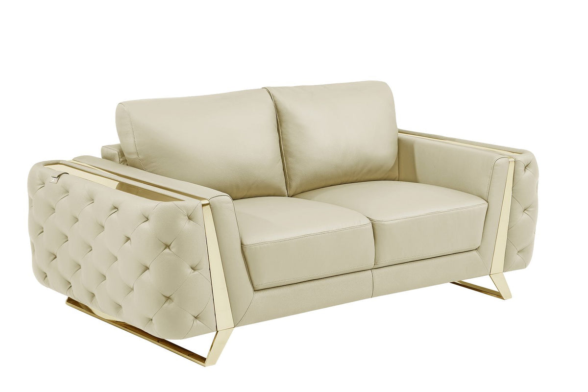 1050 Divanitalia Loveseat in Top-grain Italian Leather - Beige - SKU 1050-BEIGE-L - view 2