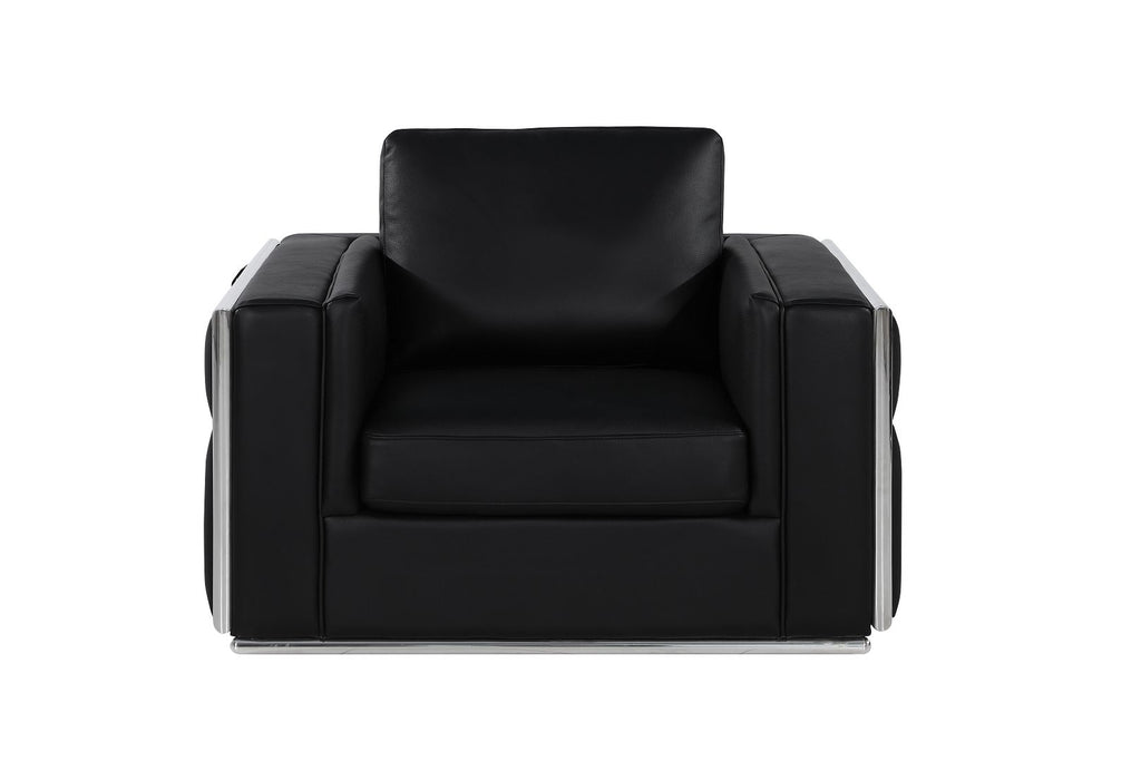 1130 Divanitalia Chair in Top-grain Italian Leather - Black - SKU 1130-BLACK-CH