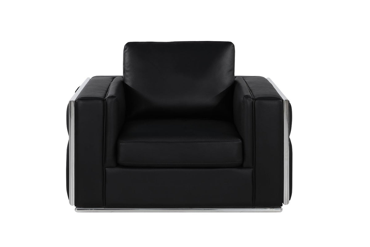 1130 Divanitalia Chair in Top-grain Italian Leather - Black - SKU 1130-BLACK-CH
