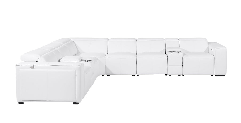1224 Divanitalia 8-Piece L-Shaped Sectional Sofa in Top Grain Italian Leather with 3 Power Recliners & Power Headrests - White - SKU 1224-WHITE-8PC-3PWR-SECTIONAL - view 5
