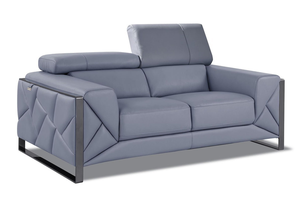 903 Divanitalia Loveseat with Adjustable Headrest in Top-grain Italian Leather - Light Blue - SKU 903-L-LIGHT BLUE - view 2
