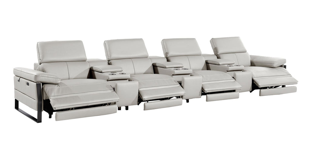 1246 Divanitalia Modular Power Triple Reclining Triple Console Sofa with Power Reclining Headrests - Top Grain Italian Leather